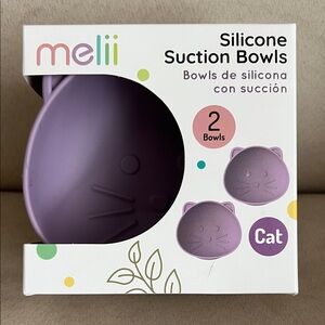 New Set of 2 Melii Silicone Cat Suction Bowls for Kids 🐈
